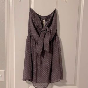 Purple strapless dress